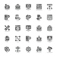 Software and Development icon pack for your website, mobile, presentation, and logo design. Software and Development icon glyph design. Vector graphics illustration and editable stroke.