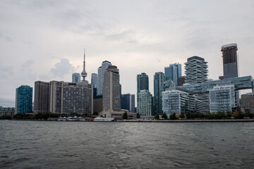 Fototapeta premium Toronto cityscape with CN Tower, Ontario, Canada. View from the water.