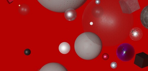 Abstract background, ball, glass ball, bead, modern, 3D illustration.