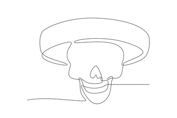 Female skull wearing sombrero hat. Mexican culture concept one-line drawing
