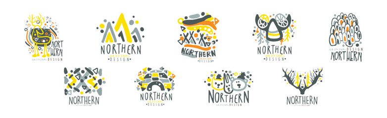 Northern Logo Original Design Template with Fancy Shapes Vector Set