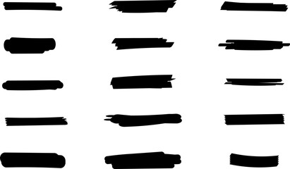 Highlighter line marker strokes lines vector. Watercolor hand drawn highlight set. Marker pen highlight strokes .