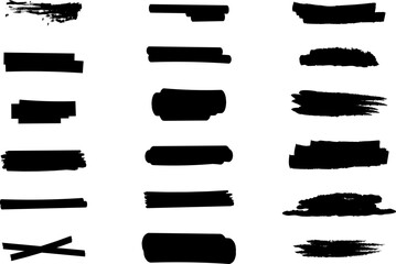 Highlighter line marker strokes lines vector. Watercolor hand drawn highlight set. Marker pen highlight strokes .