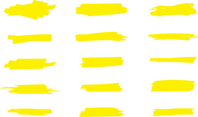 Highlighter line marker strokes lines vector. Watercolor hand drawn highlight set. Marker pen highlight strokes .