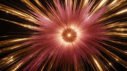 Fototapeta premium pink light center radial explosion isolated in gold ba background