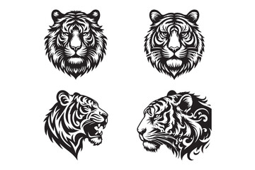 Tiger head silhouette vector art illustration