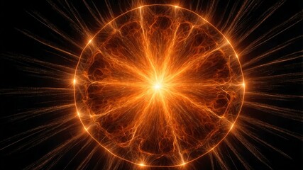 Fototapeta premium orange light center radial explosion isolated in black background