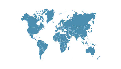 World map. Blue modern vector map. Silhouette map