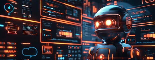 Chatbot interface with customizable widgets and features tailored to specific industries or applications. Chat with AI Artificial Intelligence, Futuristic technology.