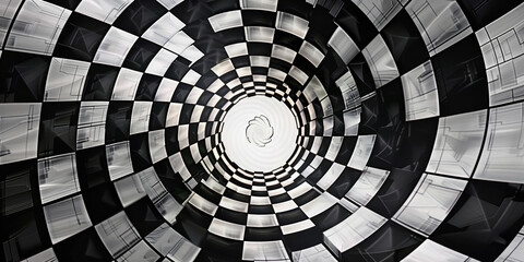 Black and White Mosaic Spiral Pattern Background Wallpaper