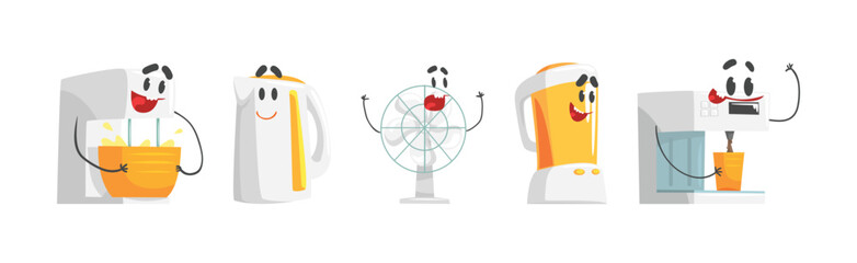 Cartoon Electronic Device and Home Appliance Vector Set