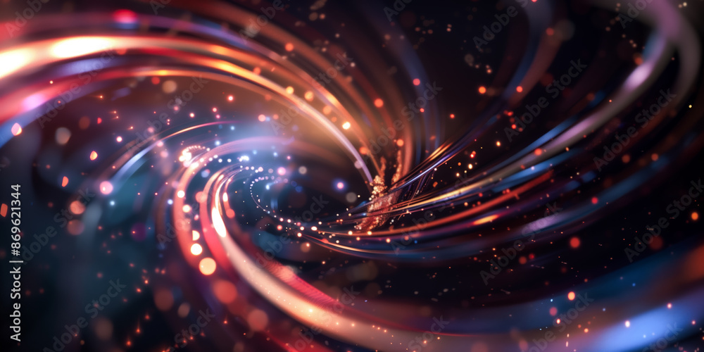 Canvas Prints futuristic technology swirl background design with lights and bokeh looks like galaxy in space.