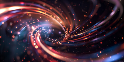 Futuristic technology swirl background design with lights and bokeh looks like galaxy in space.