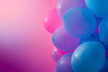 Abstract Blue and pink balloons on a pink background