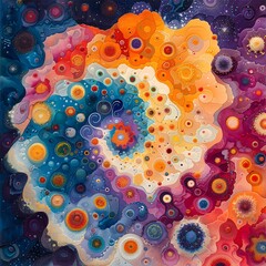 Vibrant Abstract Kaleidoscopic Painting Exploring Altered States of Consciousness