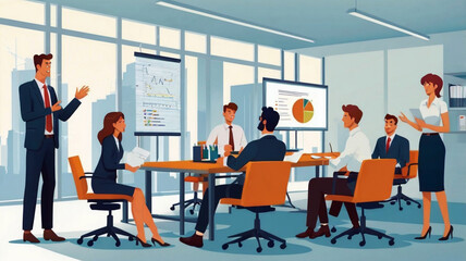 office meeting activity illustration in vector