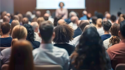 group of people audience at modern hall business event. Press news conference presentation exhibition briefing seminar workshop convention forum summit training learning university class study lecture