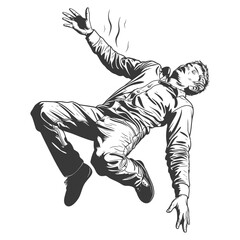 Obraz premium falling man falling from a great height with engraving style