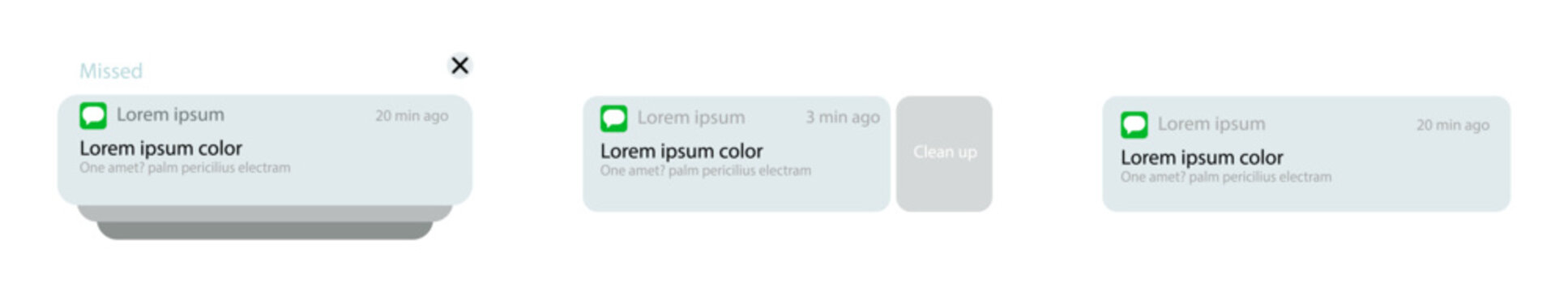 Vector illustration on the theme of iphone push notification, control your message in smartphone light theme mockup template