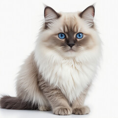 Cute fluffy  Cat, Isolated on white background