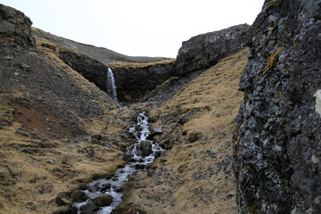 Landschaftsbild auf Island, Wasserfall, Husavikur Kleif