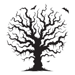 Halloween scary tree silhouette vector illustration isolated on white background