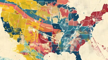 Naklejka premium Detailed Illustrative Map of Electoral Districts for Political Elections