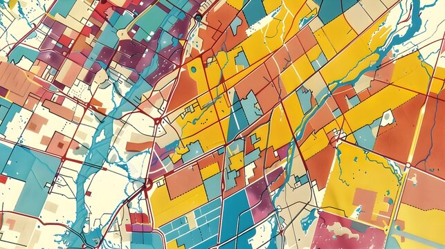 Illustrative Electoral District Map Visualizing Gerrymandering Concepts