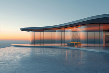 Empty hall of modern architectures，glass show room background.
