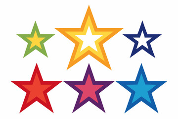 A collection of vibrant stars against a plain white backdrop