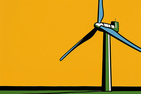 A wind turbine stands tall with an orange sky background during sunset, symbolizing renewable energy resources and the move towards sustainable power solutions.