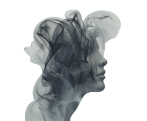 Abstract smoke design on a white background.