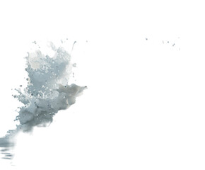 Fototapeta premium Water splash in mid-air, isolated on white background.