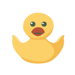 Cute cartoon yellow rubber duck for bath. Vector illustration isolated on white background.
