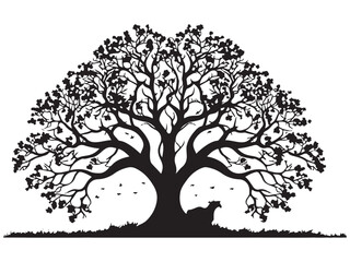 Beautifully Love tree silhouette, love tree silhouette Valentine Silhouette and love vector