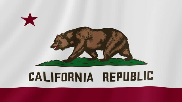 California State Waving Flag. Realistic Flag Animation. Seamless Loop Background.