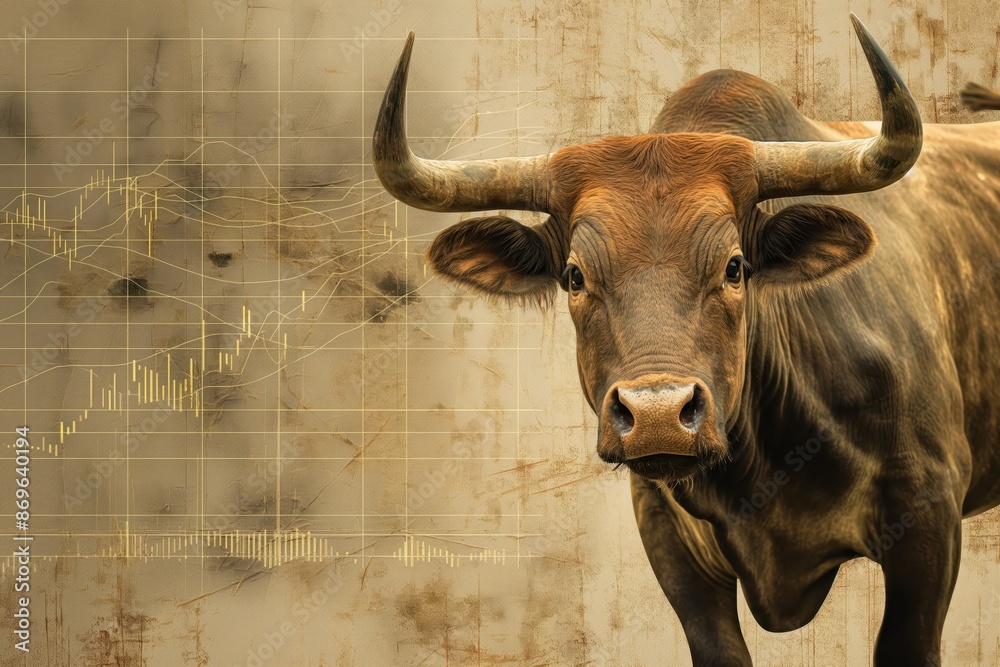 Poster a bull on a stock chart