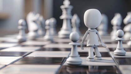 189 Tactical 3D cartoon figure carefully strategizing their next big business move