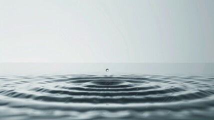 Obraz premium Single water droplet creates ripples on calm surface