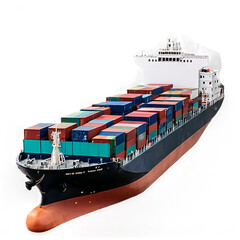 Cargo Ship on a White Background, PNG File