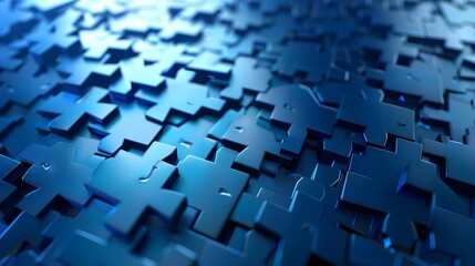 A close-up of abstract blue puzzle pieces creating a complex pattern, symbolizing problem-solving and complexity.