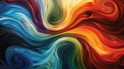 Fototapeta premium Harmonious swirls of multi-colored hues dancing across the canvas in a dynamic display.
