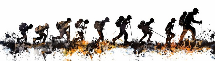 A Close-up Shot of a Watercolor silhouettes of a bustling cityscape with overlapping colors