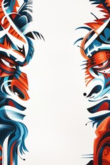 A vibrant collage split in half: one side features a playful assembly of monkey heads, while the other showcases majestic tigers amidst lush jungle foliage.