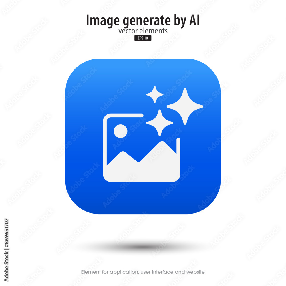 Poster Picture Generated by AI icon. 3d button minimal modern design style for Apps, Websites, Interfaces, and mobile apps. AI enters by command prompt to generate ideas. UI, UX design, Vector illustration.