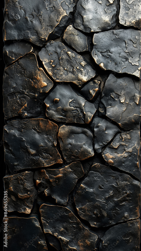 Poster black and gold rock texture forming a seamless tiled pattern