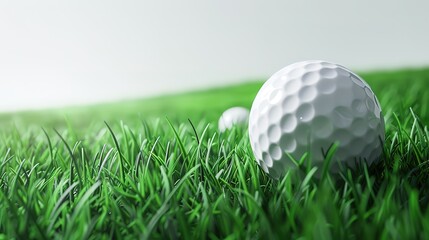 Obraz premium Eyecatching golf ball on green grass side view