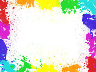 Obraz premium Frame with color blobs, stains and paint splashes, isolated on transparent background, png file