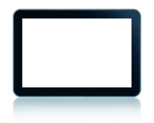Photo of a digital tablet mock-up on white, screen isolated on transparent background, png file
