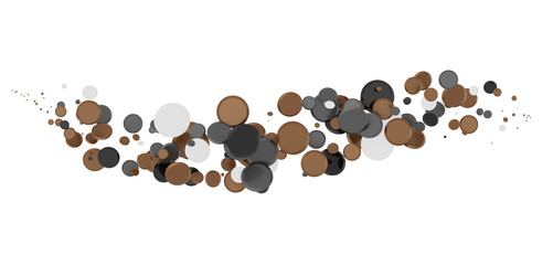  Colorful assorted confetti with serpentine on white